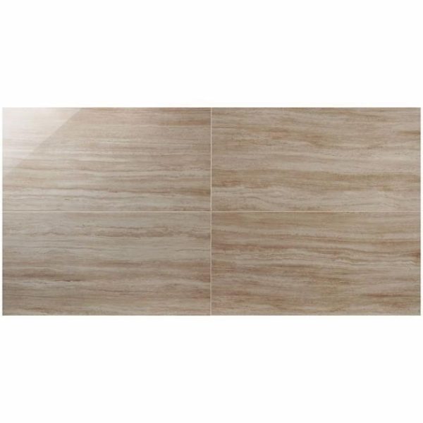 Shower | 1 sq. ft. Nashville Beige 24×48 Travertine Look Polished Porcelain Tile Beige Polished Bathroom Bathroom