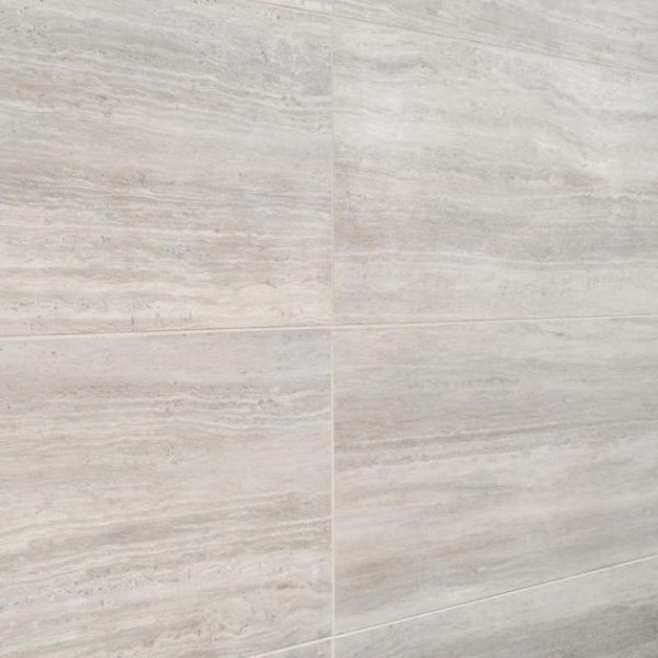 Shower | 1 sq. ft. Nashville Gray 12×24 Travertine Look Matte Porcelain Tile Gray Matte Backsplash & Kitchen Backsplash & Kitchen