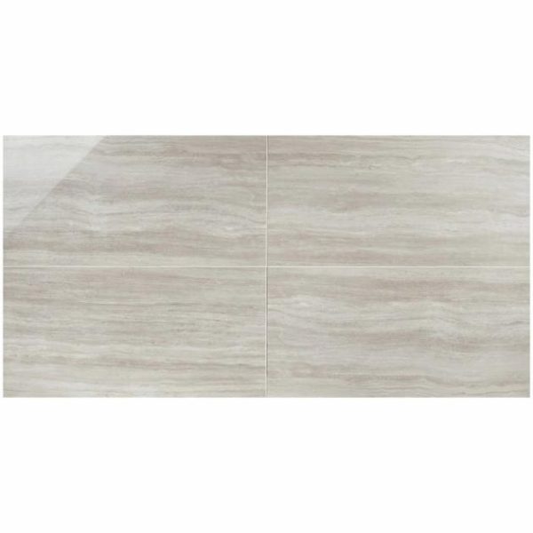 Shower | 1 sq. ft. Nashville Gray 24×48 Travertine Look Polished Porcelain Tile Gray Polished Bathroom Bathroom