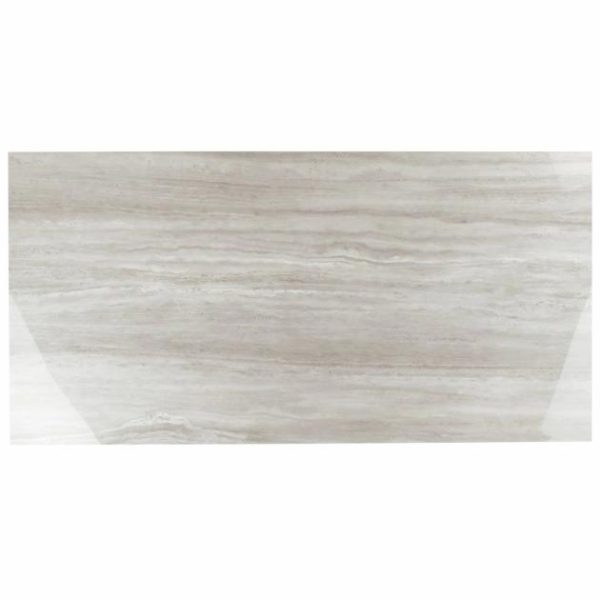 Shower | 1 sq. ft. Nashville Gray 24×48 Travertine Look Polished Porcelain Tile Gray Polished Bathroom Bathroom