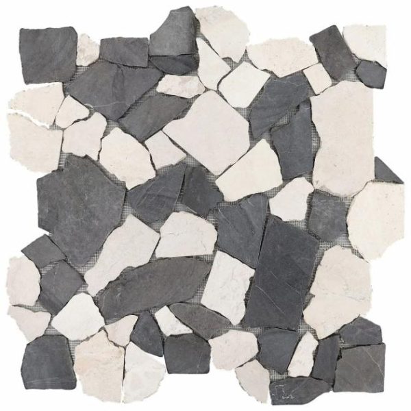 Shower | 1 sq. ft. Nature Flagstone Jumbo Island Gray Honed Marble Mosaic Tile Island Blend Shower Island Blend