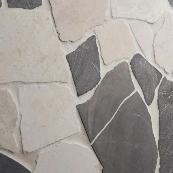 Shower | 1 sq. ft. Nature Flagstone Jumbo Island Gray Honed Marble Mosaic Tile Island Blend Shower Island Blend