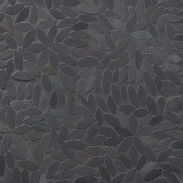 Shower | 1 sq. ft. Nature Flower Alor Black Pebble Honed Mosaic Tile Alor Shower Alor