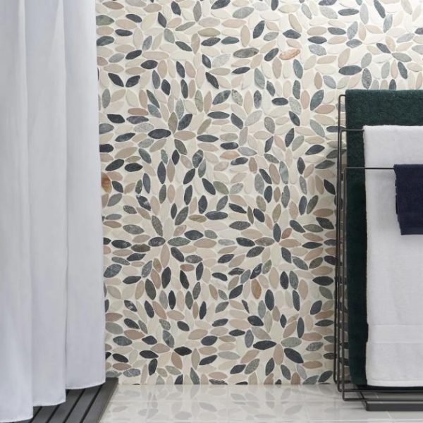 Shower | 1 sq. ft. Nature Flower Raja Blend Multicolor Pebble Honed Mosaic Tile Raja Shower Raja