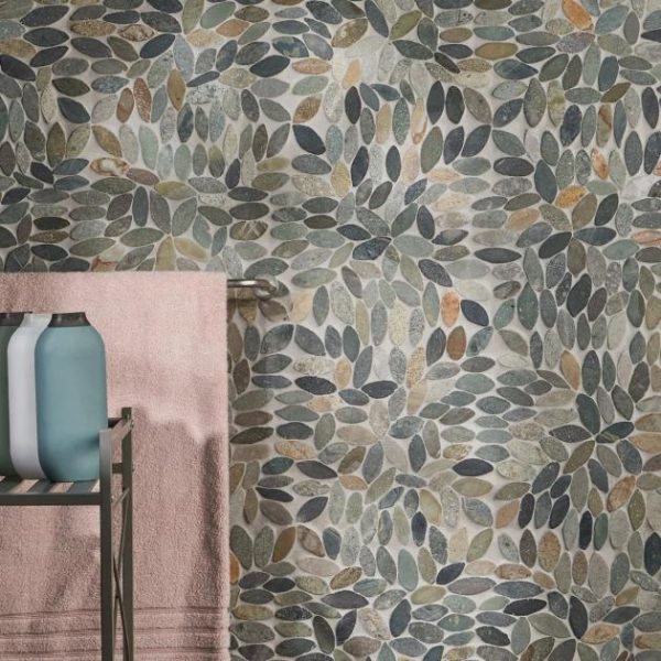 Shower | 1 sq. ft. Nature Flower Sumatra Blend Multicolor Pebble Honed Mosaic Tile Sumatra Shower Shower