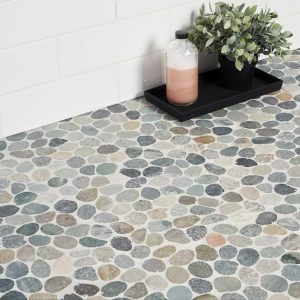 Shower | 1 sq. ft. Nature Round Sumatra Blend Pebble Honed Mosaic Tile Sumatra Blend Shower Shower