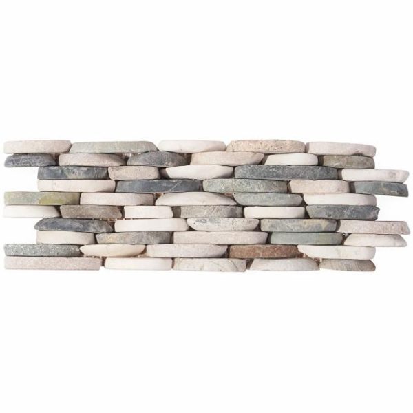 Shower | 1 sq. ft. Nature Stacked Raja Blend Multicolor Pebble Honed Mosaic Tile Raja Blend Shower Raja Blend