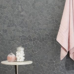 Shower | 1 sq. ft. Nature Tumbled Lava Black Pebble Honed Mosaic Tile Lava Black Shower Lava Black