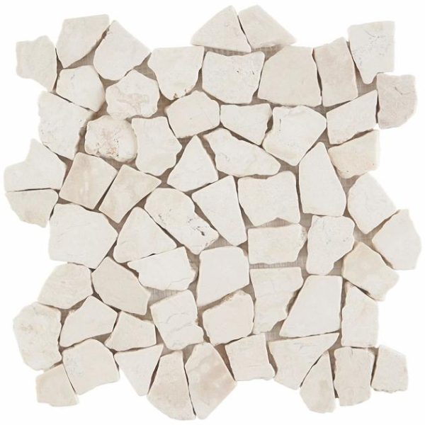 Shower | 1 sq. ft. Nature Tumbled Lovina White Pebble Honed Mosaic Tile Lovina White Shower Lovina White