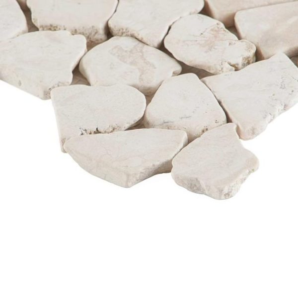 Shower | 1 sq. ft. Nature Tumbled Lovina White Pebble Honed Mosaic Tile Lovina White Shower Lovina White