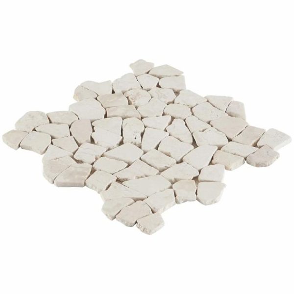 Shower | 1 sq. ft. Nature Tumbled Lovina White Pebble Honed Mosaic Tile Lovina White Shower Lovina White