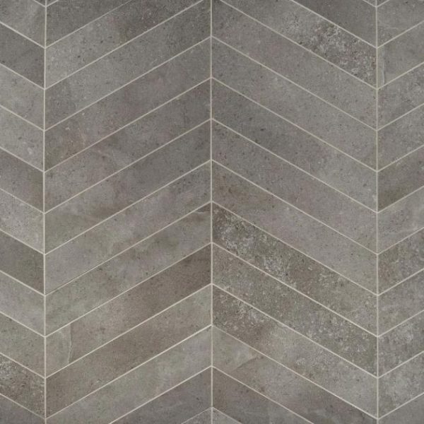 Shower | 1 sq. ft. New Rock Fossil Dark Gray 4×21 Chevron Limestone Look Matte Porcelain Tile Dark Gray Chevron Bathroom Bathroom