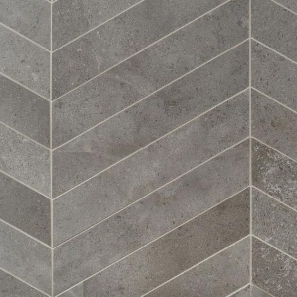 Shower | 1 sq. ft. New Rock Fossil Dark Gray 4×21 Chevron Limestone Look Matte Porcelain Tile Dark Gray Chevron Bathroom Bathroom