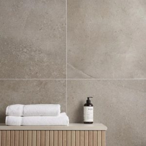 Shower | 1 sq. ft. New Rock Tortora Beige 24×24 Limestone Look Matte Porcelain Tile Beige Bathroom Bathroom