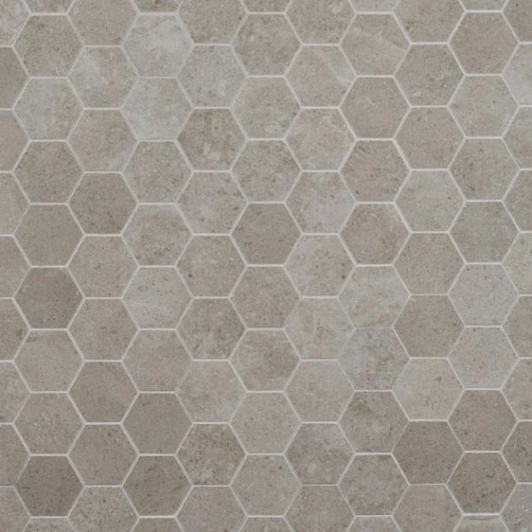 Shower | 1 sq. ft. New Rock Tortora Beige 3″ Hex Limestone Look Matte Porcelain Mosaic Tile Beige Hex Bathroom Bathroom