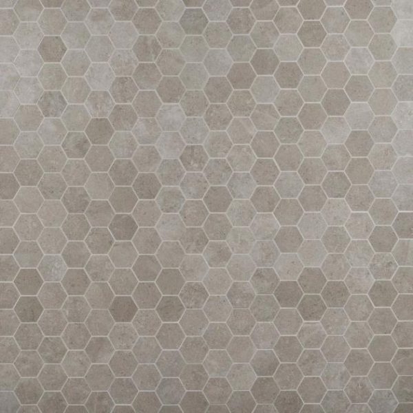 Shower | 1 sq. ft. New Rock Tortora Beige 3″ Hex Limestone Look Matte Porcelain Mosaic Tile Beige Hex Bathroom Bathroom