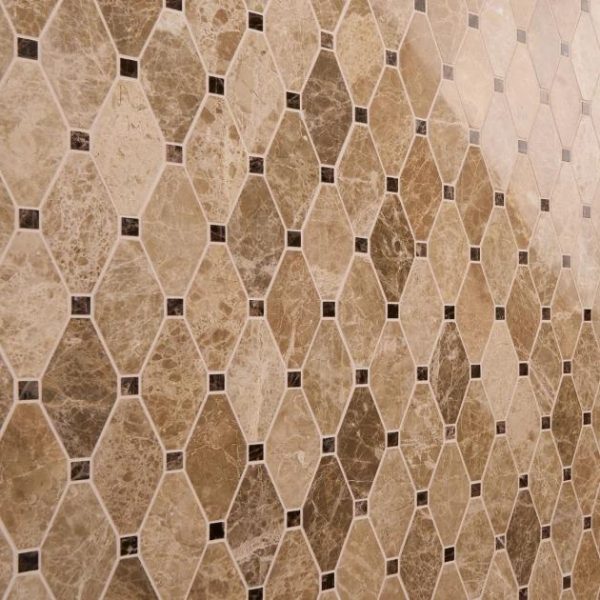 Shower | 1 sq. ft. Octave Light Brown With Dark Emperador 2×4 Marble Polished Mosaic Tile Emperador Shower Emperador