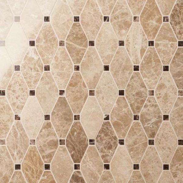 Shower | 1 sq. ft. Octave Light Brown With Dark Emperador 2×4 Marble Polished Mosaic Tile Emperador Shower Emperador