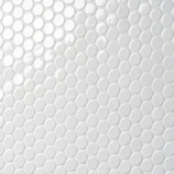 Shower | 1 sq. ft. Paradise White 1″ Penny Round Polished Porcelain Mosaic White Backsplash & Kitchen Backsplash & Kitchen