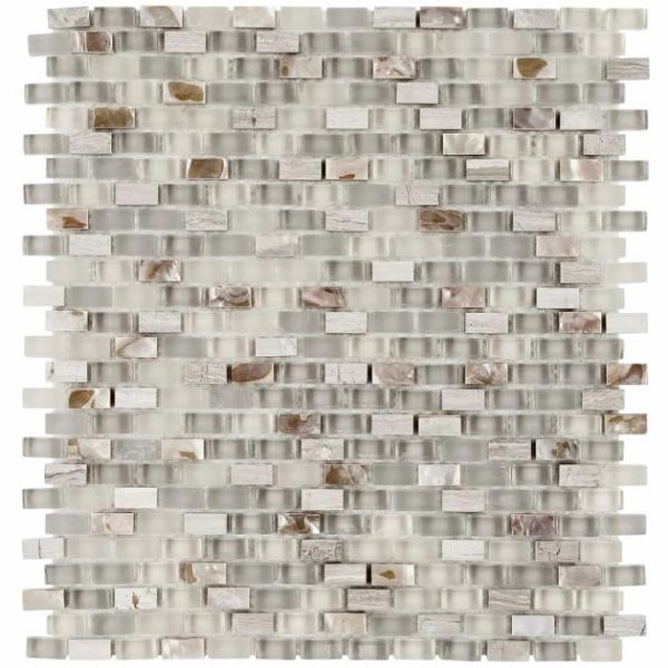 Shower | 1 sq. ft. Paragon Calico Beige 1/2×1 Mini Brick Marble & Glass Mosaic Tile Calico Shower Calico