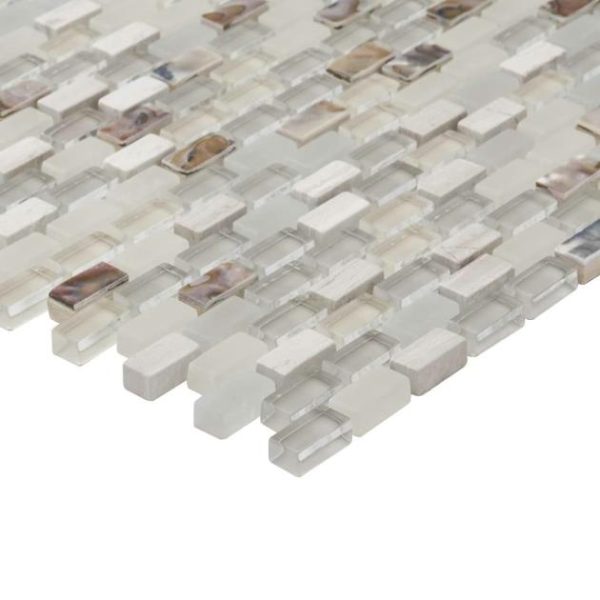 Shower | 1 sq. ft. Paragon Calico Beige 1/2×1 Mini Brick Marble & Glass Mosaic Tile Calico Shower Calico