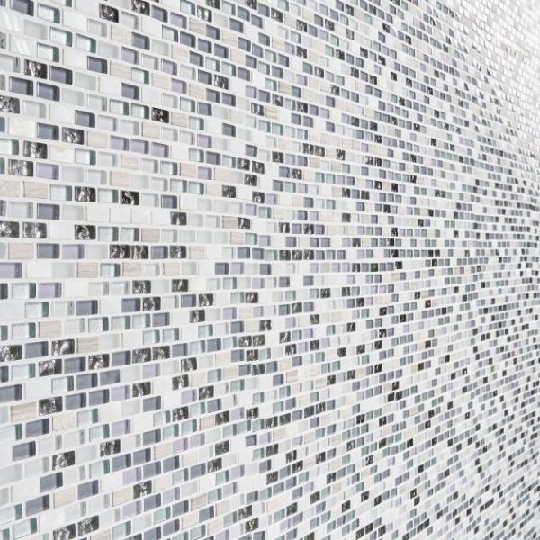 Shower | 1 sq. ft. Paragon Moon Jewel Multicolor Mini Brick Marble & Glass Mosaic Tile Moon Jewel Shower Moon Jewel