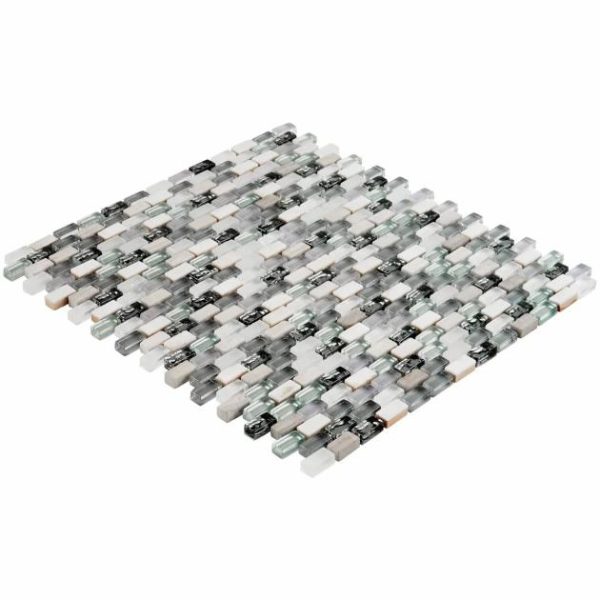 Shower | 1 sq. ft. Paragon Moon Jewel Multicolor Mini Brick Marble & Glass Mosaic Tile Moon Jewel Shower Moon Jewel