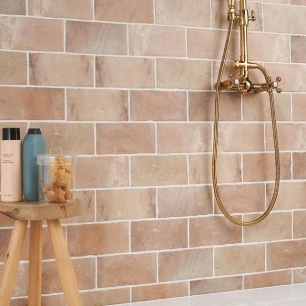 Shower | 1 sq. ft. Parma Brick Cotto Brown 4×8 Terracotta Look Matte Ceramic Tile Brown Bathroom Bathroom