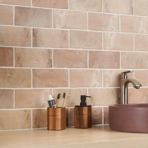 Shower | 1 sq. ft. Parma Brick Cotto Brown 4×8 Terracotta Look Matte Ceramic Tile Brown Bathroom Bathroom