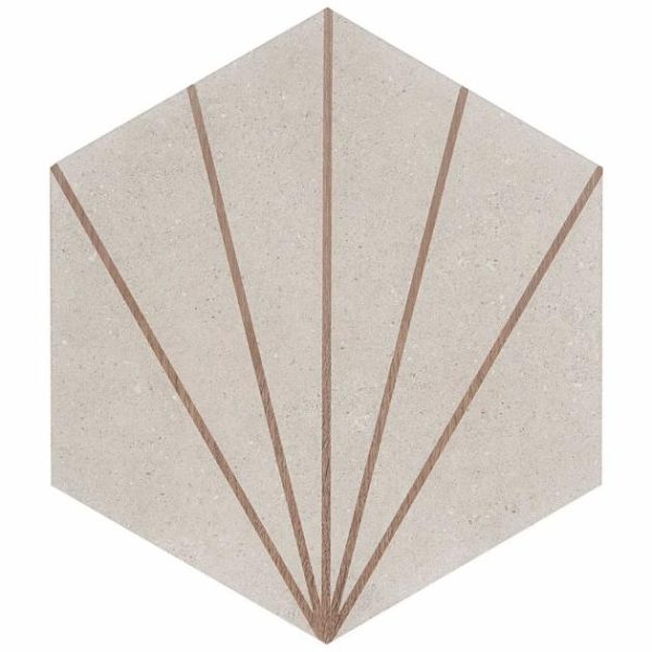 Shower | 1 sq. ft. Pergola Beams Taupe 12.5″ Hexagon Matte Porcelain Tile Beams Taupe Bathroom Bathroom