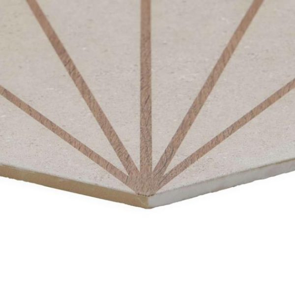 Shower | 1 sq. ft. Pergola Beams Taupe 12.5″ Hexagon Matte Porcelain Tile Beams Taupe Bathroom Bathroom