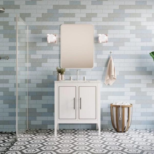 Shower | 1 sq. ft. Portmore Sky Blue 3×8 Glossy Ceramic Subway Tile Sky Backsplash & Kitchen Backsplash & Kitchen