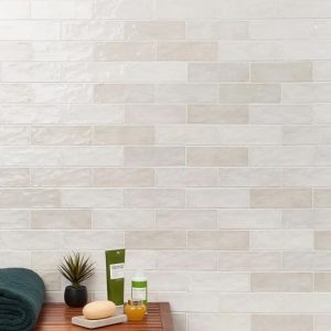 Shower | 1 sq. ft. Portmore White 3×8 Glossy Ceramic Subway Tile White Backsplash & Kitchen Backsplash & Kitchen