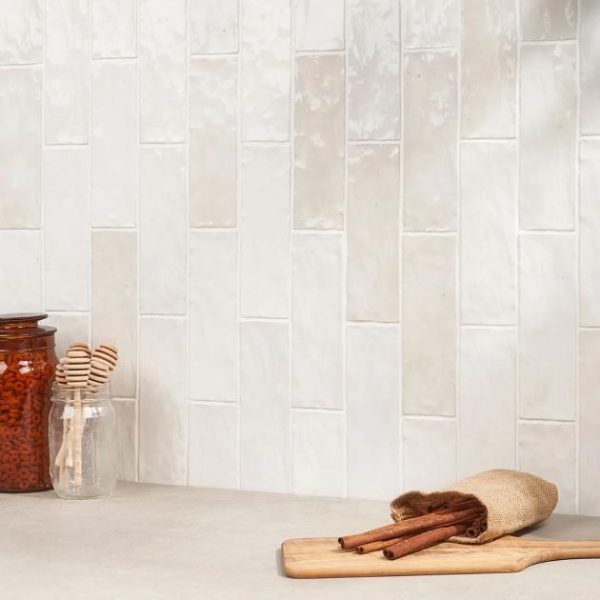 Shower | 1 sq. ft. Portmore White 3×8 Glossy Ceramic Subway Tile White Backsplash & Kitchen Backsplash & Kitchen