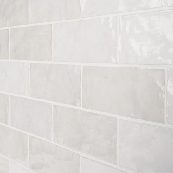 Shower | 1 sq. ft. Portmore White 3×8 Glossy Ceramic Subway Tile White Backsplash & Kitchen Backsplash & Kitchen