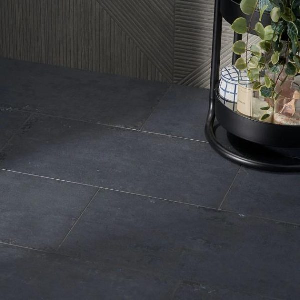 Shower | 1 sq. ft. Portrait Black Gold 12×24 Matte Porcelain Tile Black Bathroom Bathroom