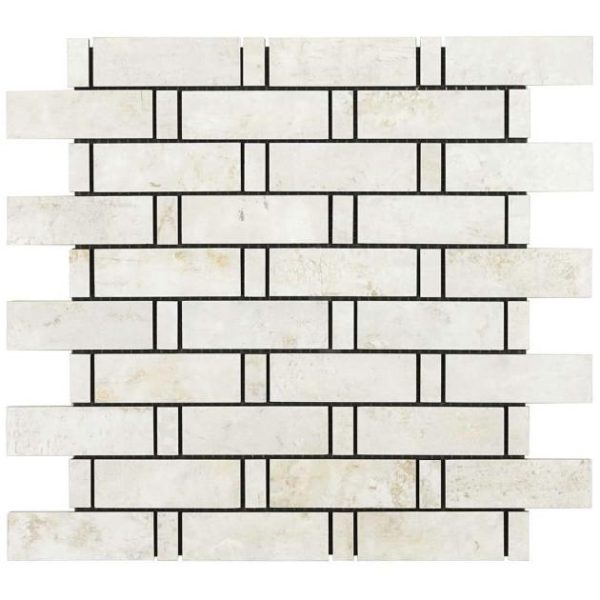 Shower | 1 sq. ft. Portrait Ivory 1×3 Weave Matte Porcelain Mosaic Tile Ivory Backsplash & Kitchen Backsplash & Kitchen