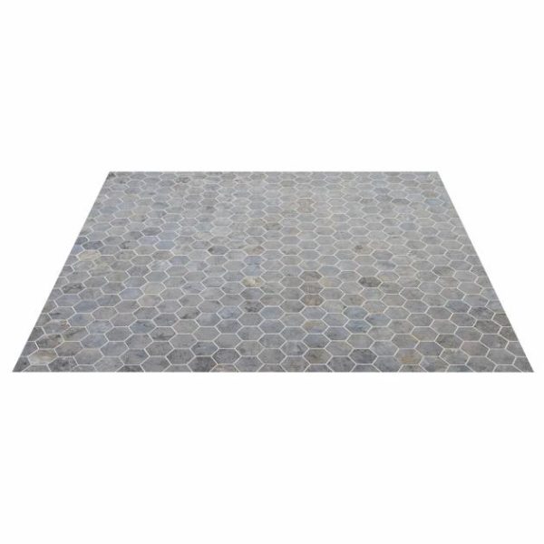 Shower | 1 sq. ft. Portrait Ocean Blue 2″ Hexagon Matte Porcelain Mosaic Tile Ocean Backsplash & Kitchen Backsplash & Kitchen