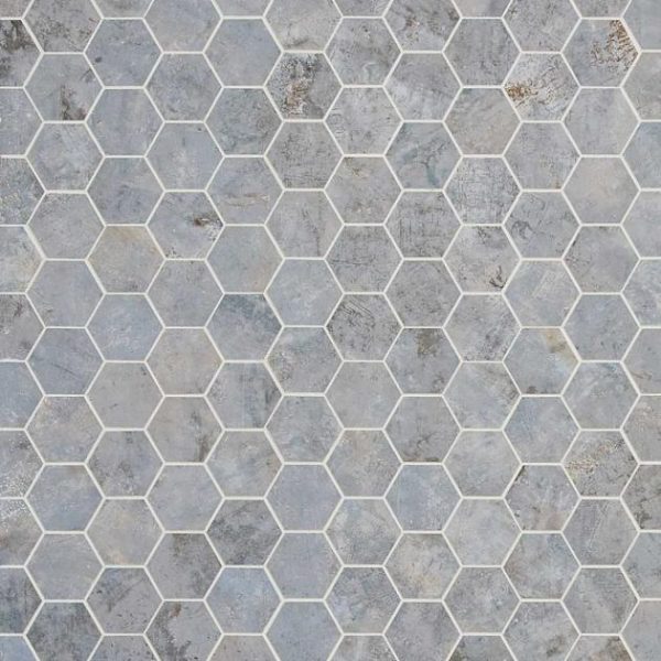 Shower | 1 sq. ft. Portrait Ocean Blue 2″ Hexagon Matte Porcelain Mosaic Tile Ocean Backsplash & Kitchen Backsplash & Kitchen