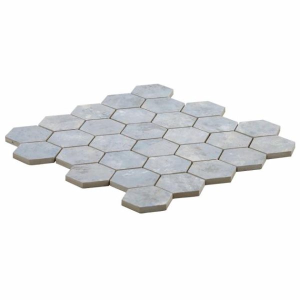 Shower | 1 sq. ft. Portrait Ocean Blue 2″ Hexagon Matte Porcelain Mosaic Tile Ocean Backsplash & Kitchen Backsplash & Kitchen