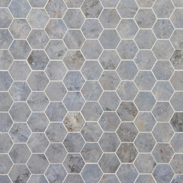 Shower | 1 sq. ft. Portrait Ocean Blue 2″ Hexagon Matte Porcelain Mosaic Tile Ocean Backsplash & Kitchen Backsplash & Kitchen