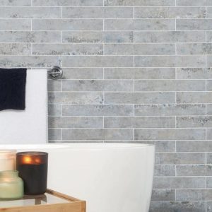 Shower | 1 sq. ft. Portrait Ocean Blue 2×14 Matte Porcelain Tile Ocean Bathroom Bathroom