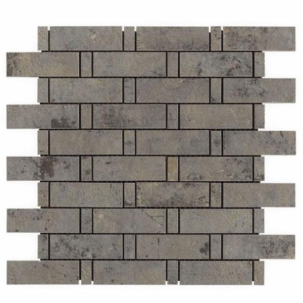 Shower | 1 sq. ft. Portrait Sage Gray 1×3 Weave Matte Porcelain Mosaic Tile Sage Bathroom Bathroom