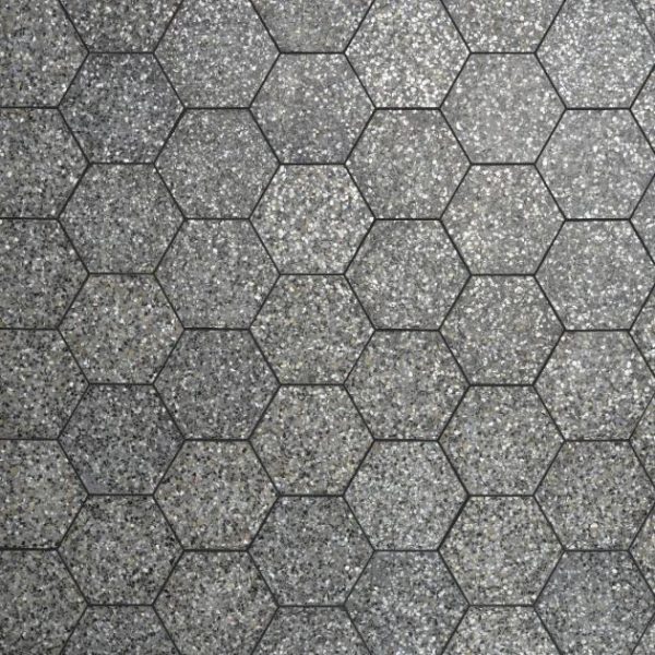 Shower | 1 sq. ft. Reef Gray 8″ Hexagon Polished Pearl Terrazzo Tile Gray Hexagon Bathroom Bathroom