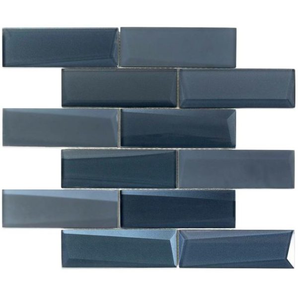 Shower | 1 sq. ft. Remington Bricks Midnight Blue 2×6 3D Mixed Finish Glass Subway Tile Midnight Backsplash & Kitchen Backsplash & Kitchen