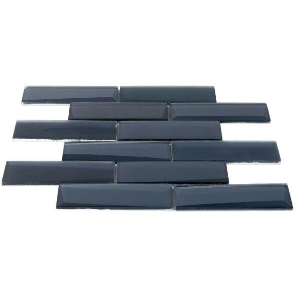 Shower | 1 sq. ft. Remington Bricks Midnight Blue 2×6 3D Mixed Finish Glass Subway Tile Midnight Backsplash & Kitchen Backsplash & Kitchen