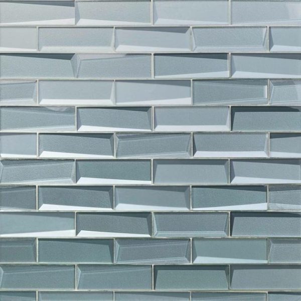 Shower | 1 sq. ft. Remington Bricks Slate Blue 2×6 3D Mixed Finish Glass Subway Tile Slate Bathroom Bathroom