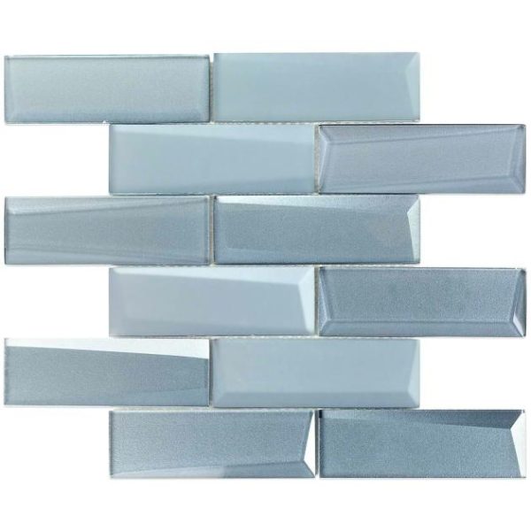 Shower | 1 sq. ft. Remington Bricks Slate Blue 2×6 3D Mixed Finish Glass Subway Tile Slate Bathroom Bathroom