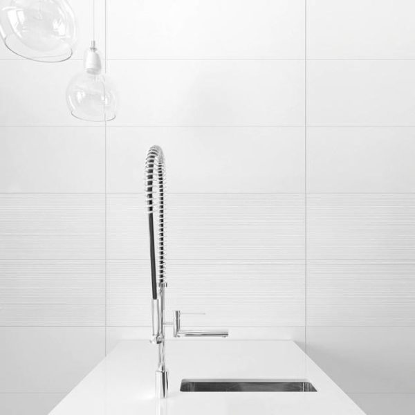 Shower | 1 sq. ft. Reverb Linear White 12×36 3D Matte Ceramic Tile Linear Bathroom Bathroom