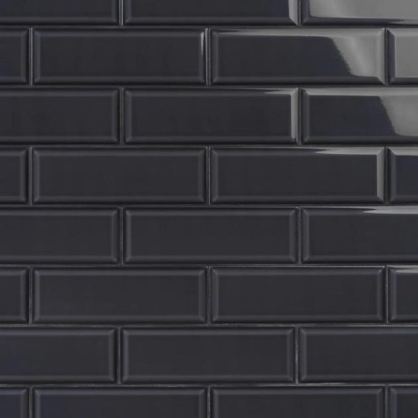 Shower | 1 sq. ft. Rise Charcoal Gray 4×12 Beveled Glossy Ceramic Subway Tile Charcoal Bathroom Bathroom